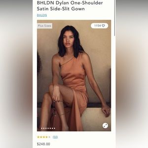 ONLY WORN ONCE BHLDN Dylan One-Shoulder Satin Side-Slit Gown in SEDONA